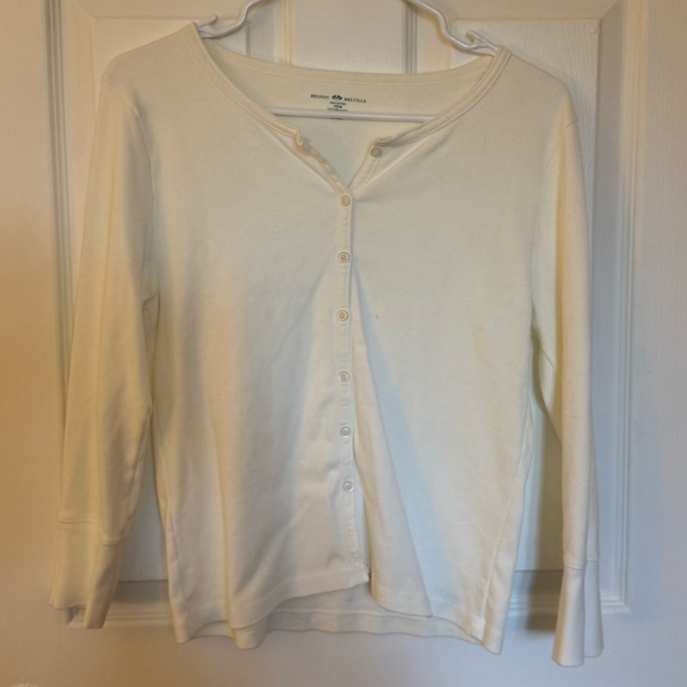 Brandy Melville White Button Up Tee